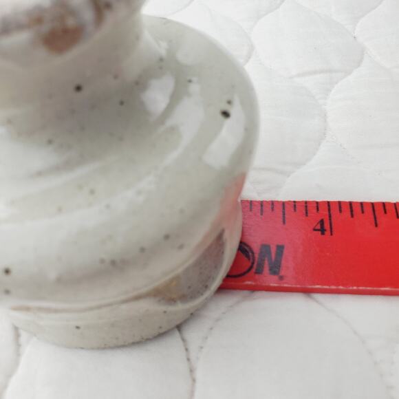 Handmade Clay Vase Small Beige & White Collectible Spotted Nature Vibe Modern - Picture 8 of 8